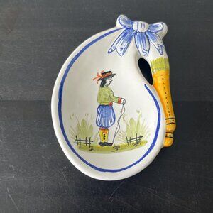 Henriot Quimper Faience Trinket Dish // Hand Painted France // Breton Man